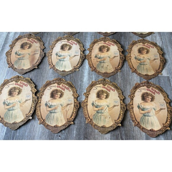 Bordens Condensed Milk Eagle Brand Cardboard Paper Advertising Sign Lot Of 12 - Picture 3 of 4